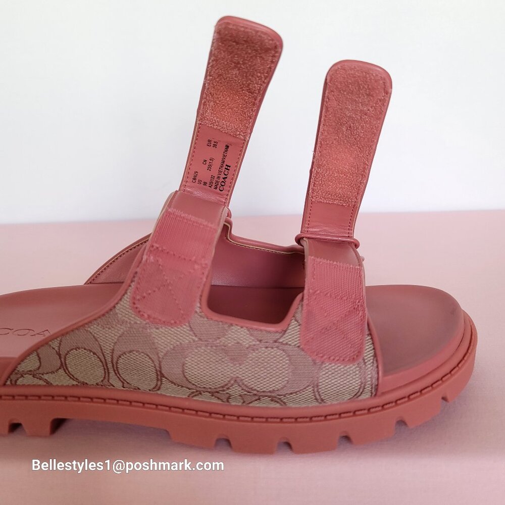 COACH Two-Band Sport Slide In Signature Jacquard- Women’s Size 9B- True Pink ⭐ - Picture 14 of 16